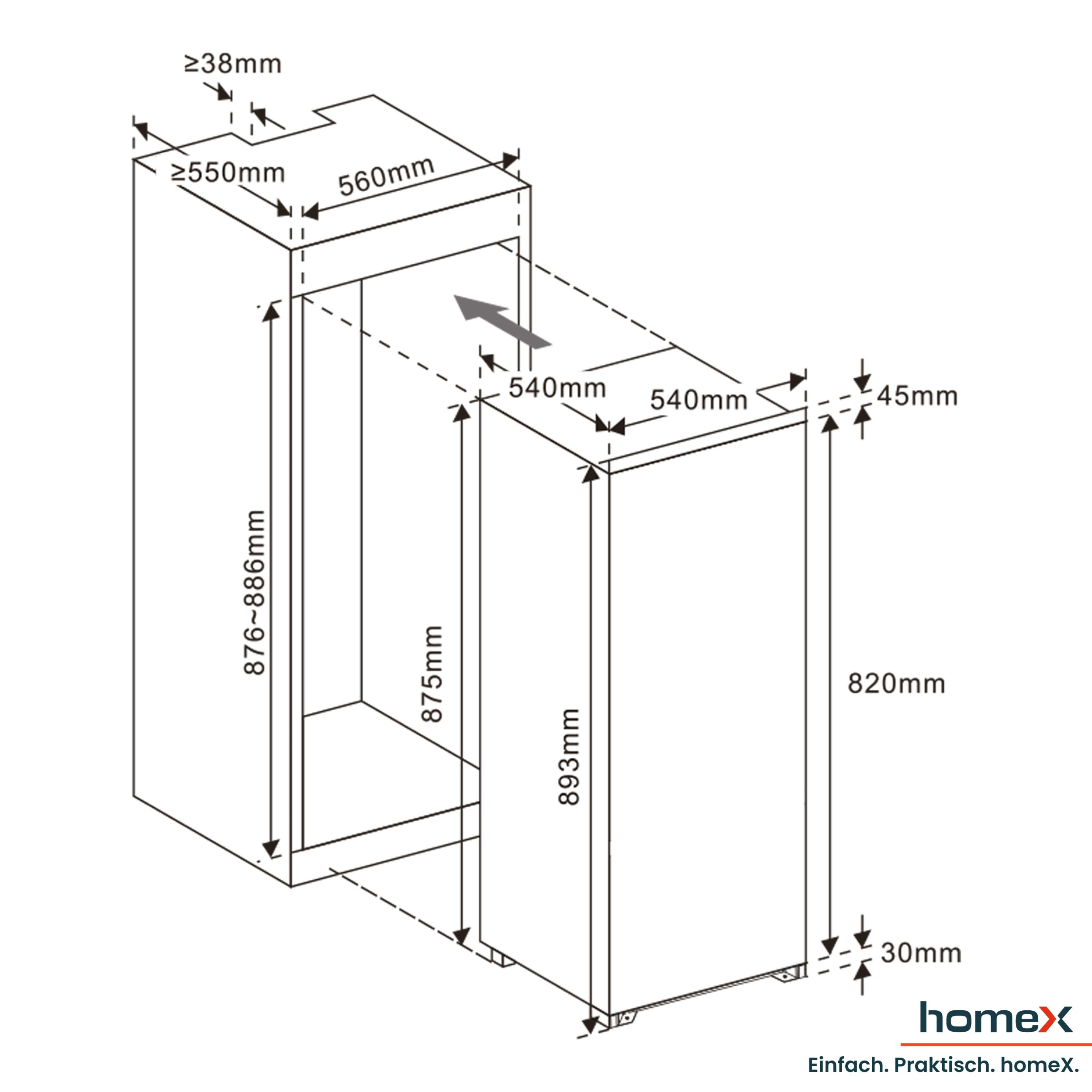 homex-k-hlen-cfb1181e-einbauk-hlschrank-118-l-88cm-gefrierfach image 3