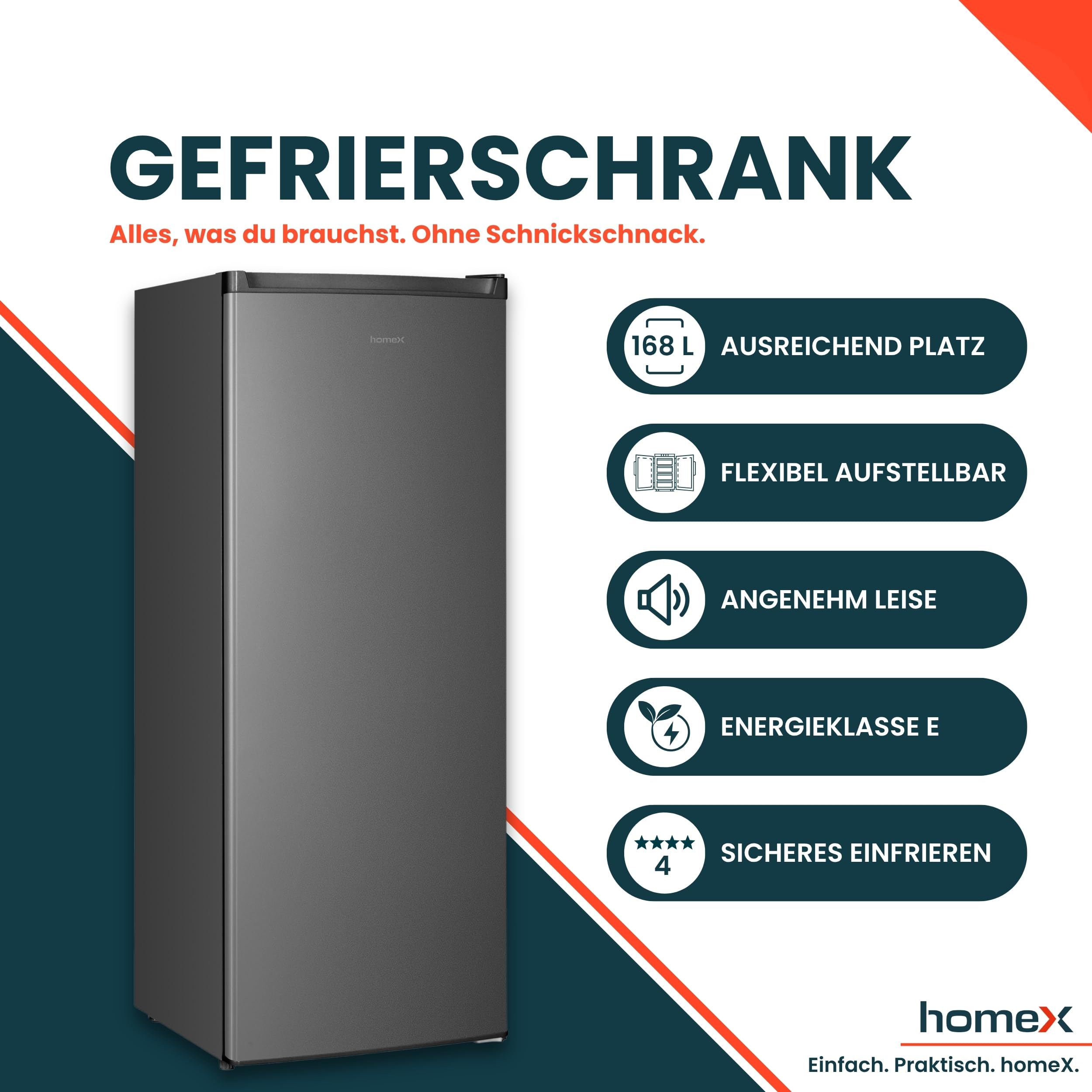 homex-fs1682e-s-gefrierschrank-168-l-silber-low-frost-37-db image 2