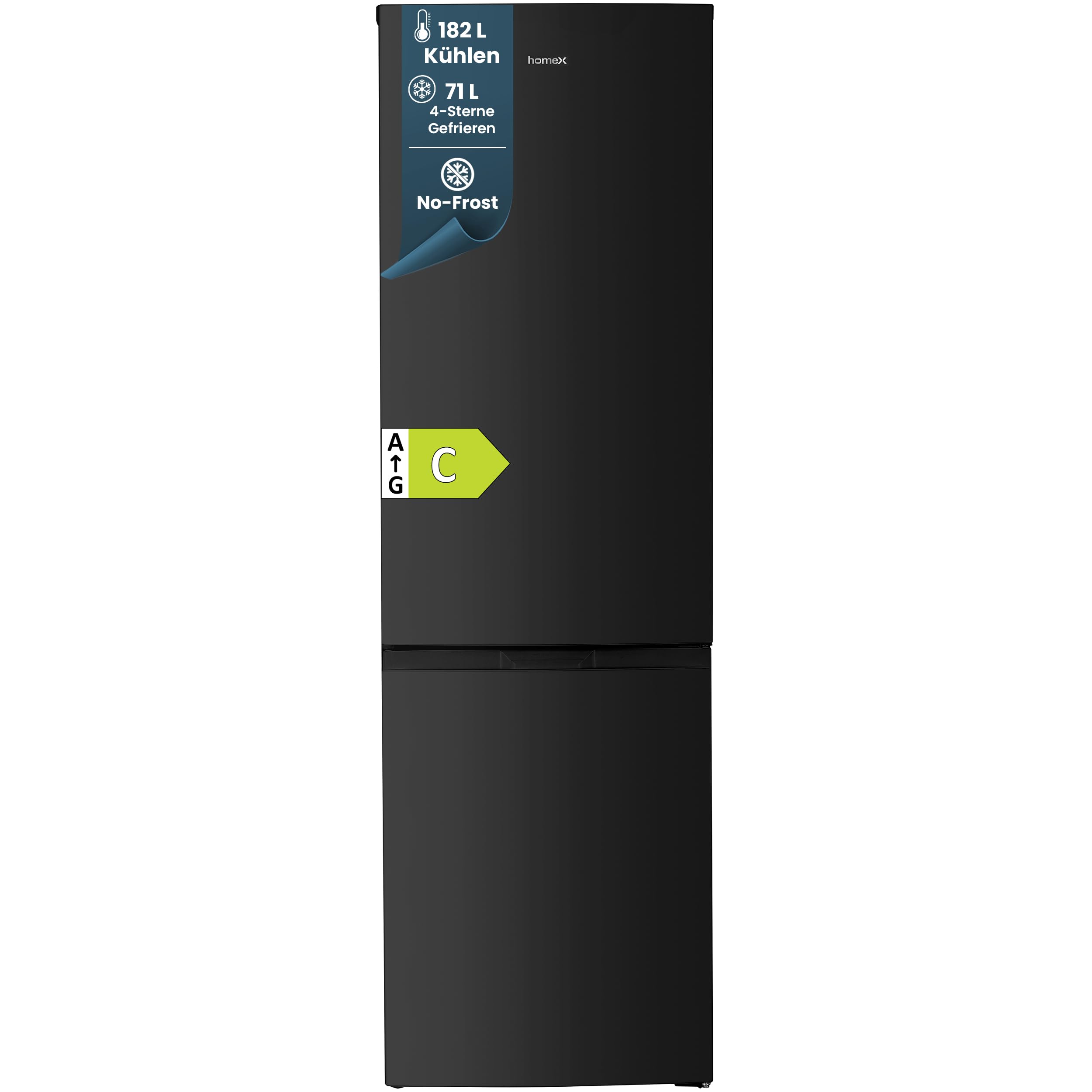 homex-cfsn2531c-b-k-hl-gefrier-kombination-no-frost-253-l-schwarz image 1