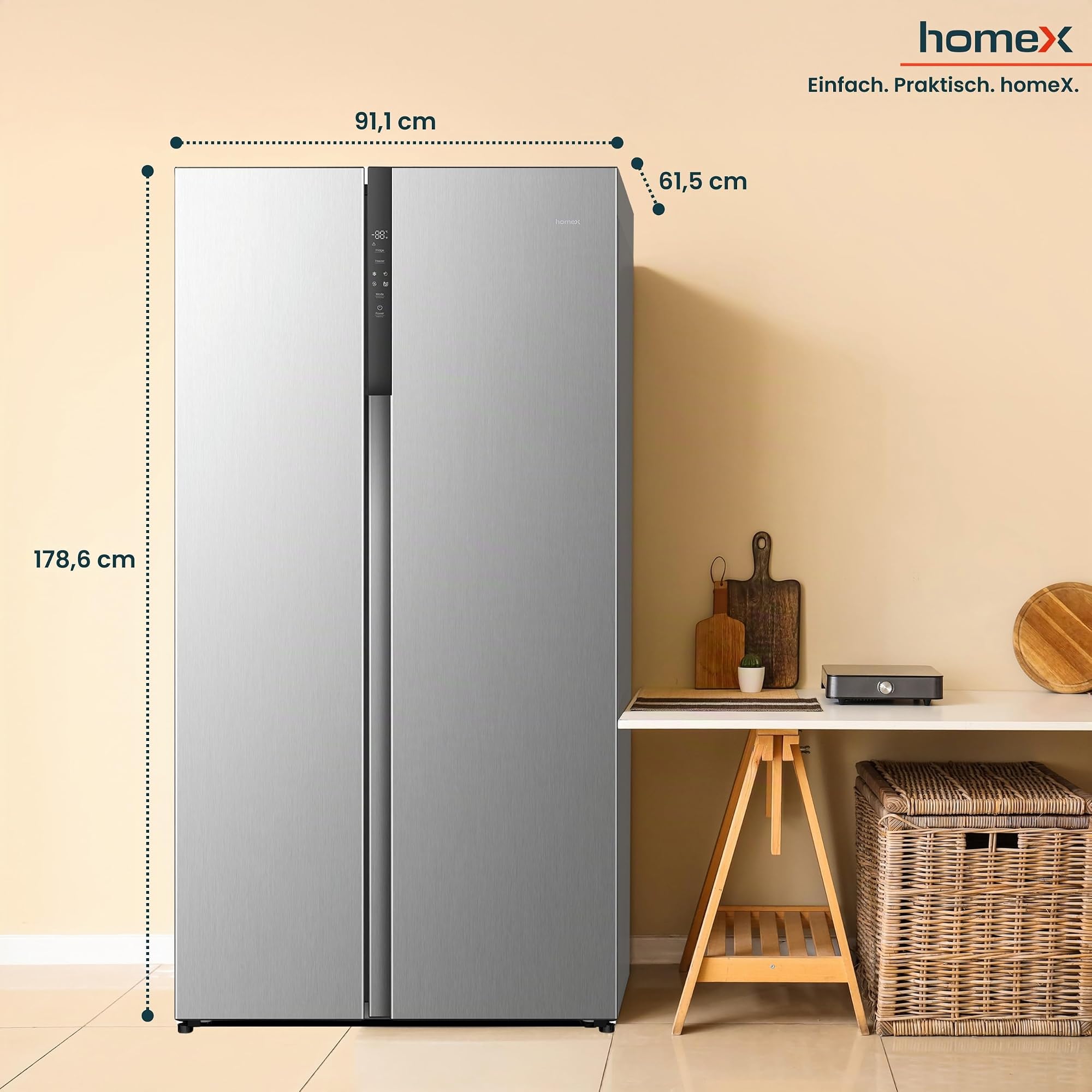 homex-k-hlen-cfbsn5441c-s-side-by-side-k-hlschrank-no-frost-544-l-silber image 4
