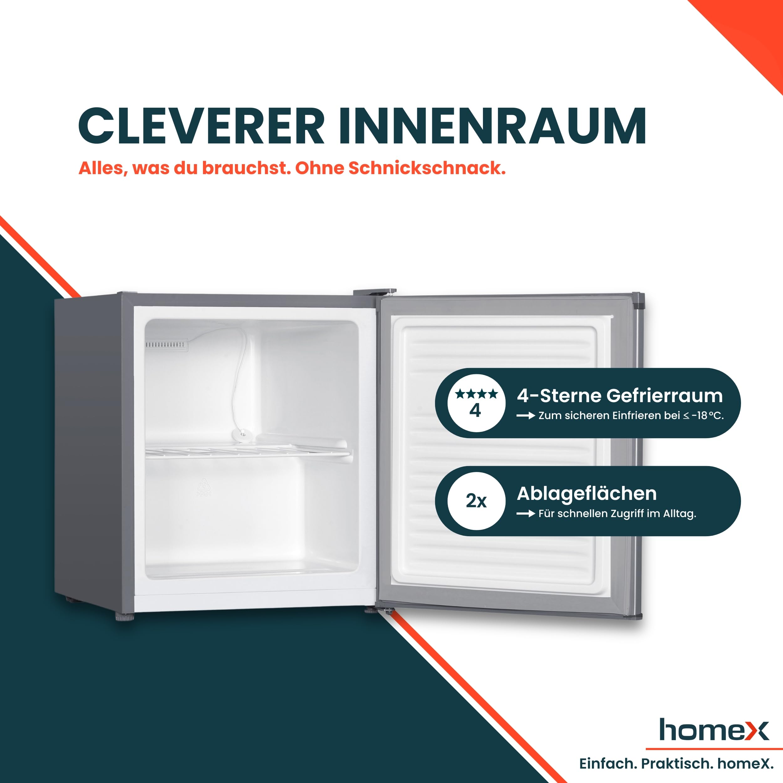 homex-fm1015-s-mini-gefrierschrank-33-l-silber-4-sterne image 3