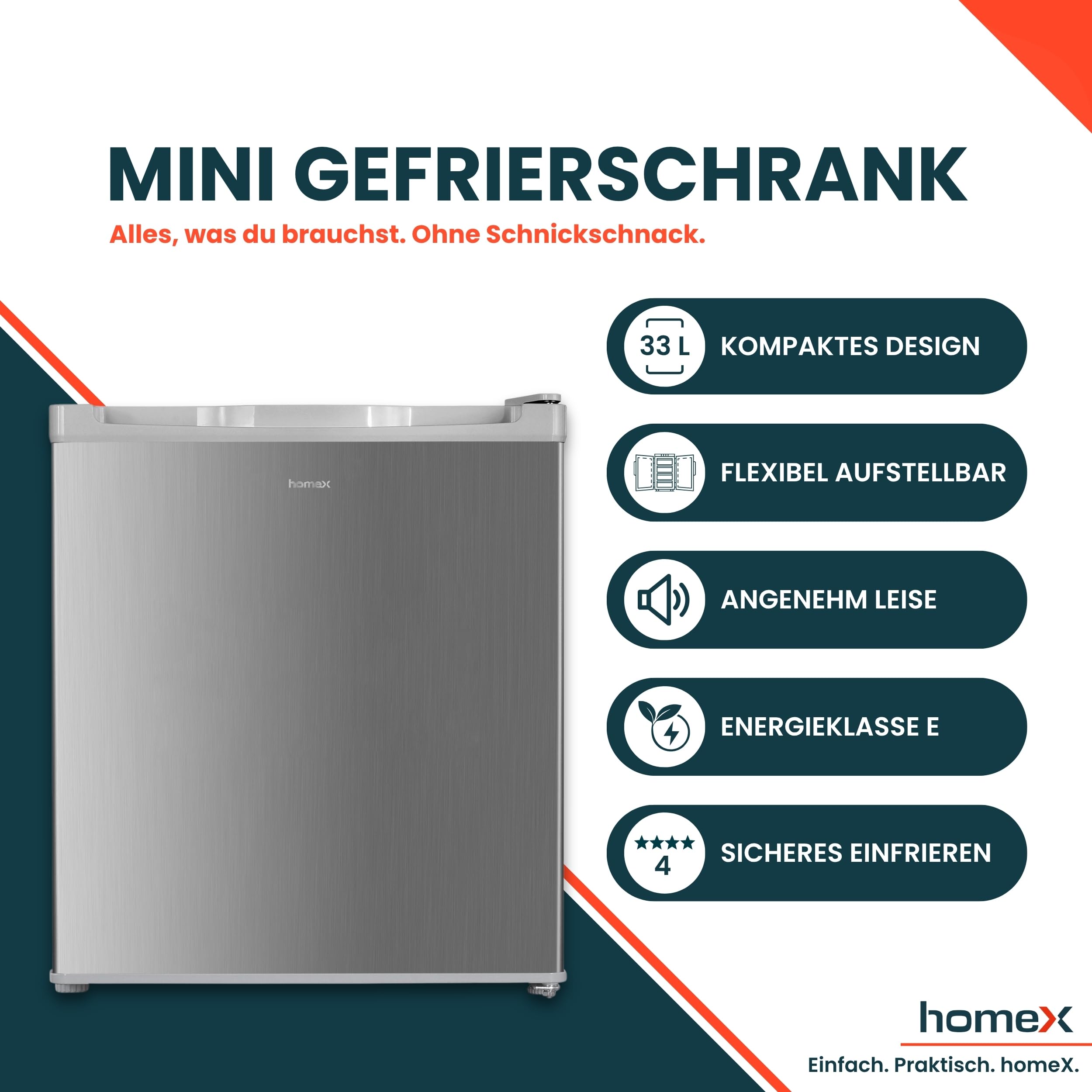homex-fm1015-s-mini-gefrierschrank-33-l-silber-4-sterne image 2