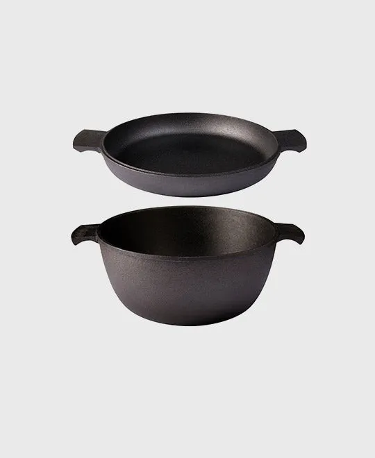 skeppshult-kochgeschirr-set-2-teilig-gusseisen-topf-pfanne image 1