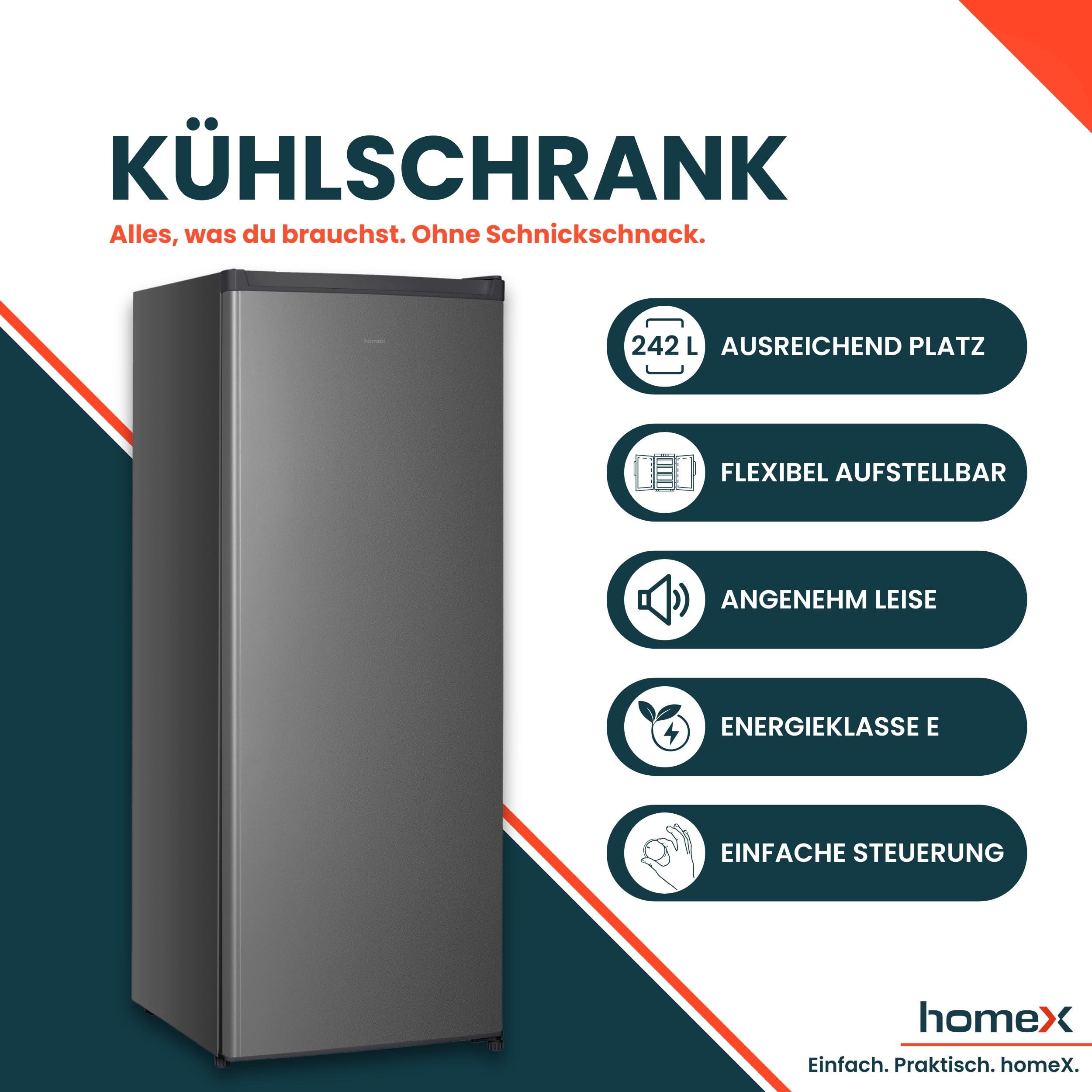 homex-cs2422e-s-k-hlschrank-242-l-silber-ohne-gefrierfach-37-db image 2